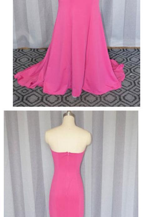 Pink Prom Dress,fashion Elegant Sleeveless Long Formal Mermaid Jersey Prom Dress 2017 ,long Party Dress, Pink Evening Dress