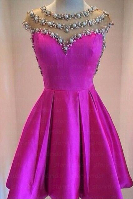 Rose Red Prom Dress, Short Prom Dress, Short Sleeve Prom Dress, Junior Prom Dress, Cute Prom Dress