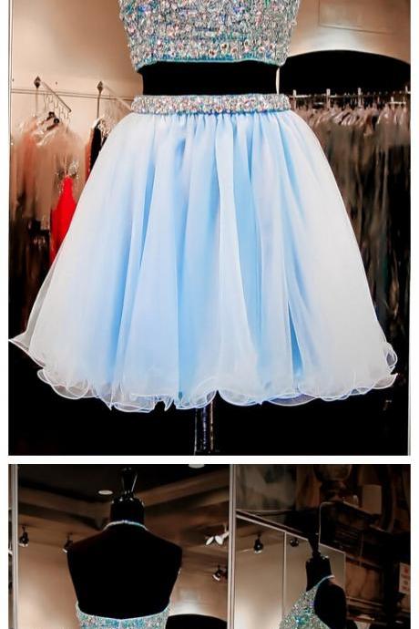 Classy Short Homecoming Dresses,two Piece Homecoming Dresses, Graduation Dresses,beading Homecoming Dress,halter Homecoming Dresses,party Prom