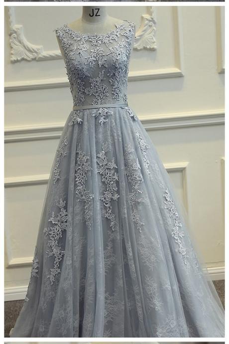 Gray Long Prom Dress,high Quality Prom Dress,prom Dress 2017,lace Applique Prom Gowns,charming Evening Dress,formal Prom Dress