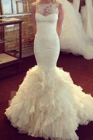 Wedding Dresses,charming Lace Mermaid Wedding Dress ,organza Ruffles Wedding Dress Wedding Dress For Bride,bridal Dress For Women ,mermaid Bridal