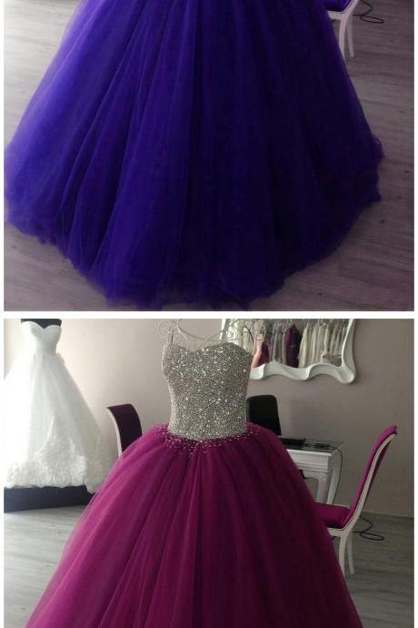 Prom Dress,modest Prom Dress,prom Dresses,crystal Beaded Sweetheart Ball Gowns Prom Dresses 2017