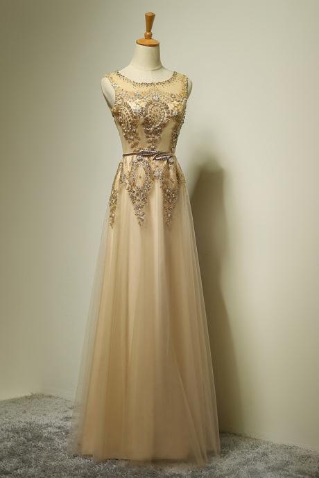 Exquisite Prom Dress,Beaded Prom Dress,Illusion Prom Dress,Fashion Prom Dress,Sexy Party Dress, 2017 New Evening Dress