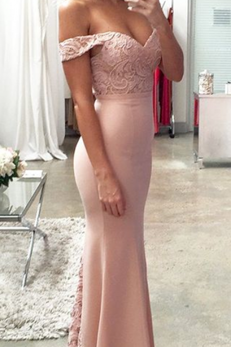 Pink Prom Dress,lace Prom Dress,mermaid Prom Dress,fashion Prom Dress,sexy Party Dress, Style Evening Dress