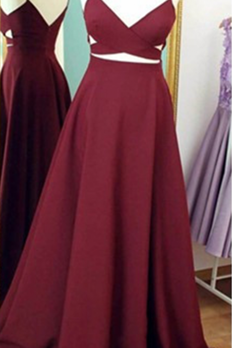 Burgundy Prom Dresses,simple Evening Dress,spaghetti Straps Evening Dress,wine Red Formal Dress,backless Party Gowns