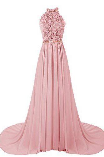 Prom Dress,pink Lace Long Prom Dresses,elegant A-line Lace Long Evening Dresses,pink Formal Dress,fashion Dress For Teens