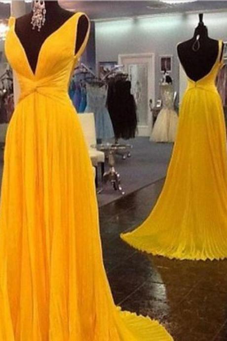 Yellow Prom Dresses,chiffon Prom Gown,backless Prom Dresses,prom Dresses, Style Prom Gown,prom Dress,prom Gowns