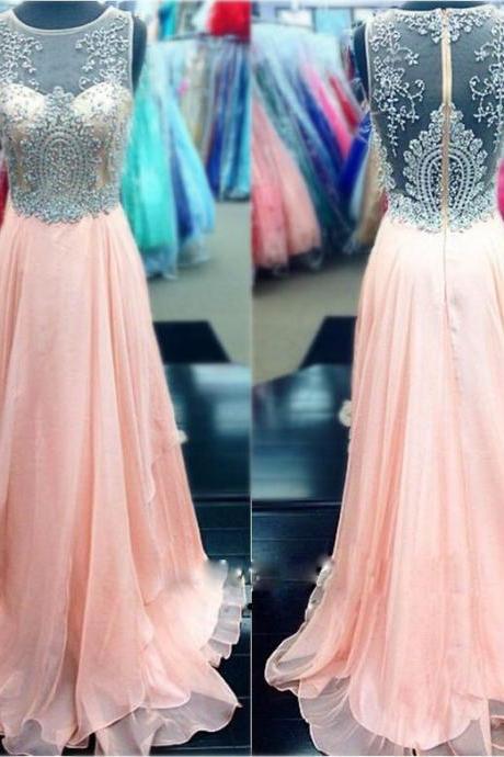 Prom Dresses,pink Chiffon Prom Dresses,prom Dresses 2016,a-line Prom Dresses,chiffon Prom Dresses, Prom Dresses,long Appliques Prom Dresses,pink