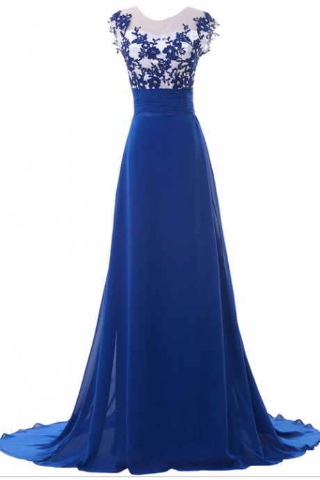 Elegant Women Backless Sexy Spring Prom Dress Fashion Blue Sleeveless Print Evening Party Gown Long Prom Dresses