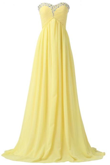 Elegant Long Chiffon Bridesmaid Dress Yellow Bridesmaid Dresses 2017 Bruidsjurken Wedding Party Prom Dresses For Bridal