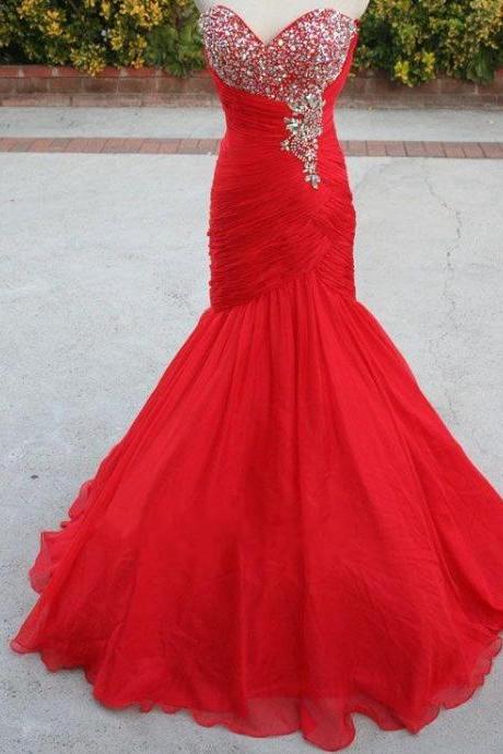 Mermaid Red Evening Dress,sleeveless Backless Prom Dresses,sexy Prom Dresses,high Quality Graduation Dresses,wedding Guest Prom Gowns, Formal