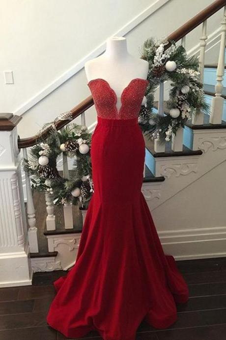 Prom Dress,sexy Elegant Prom Dresses,sexy Mermaid Prom Dresses,sleeveless Prom Dress,long Evening Dress,sexy Red Prom Dresses