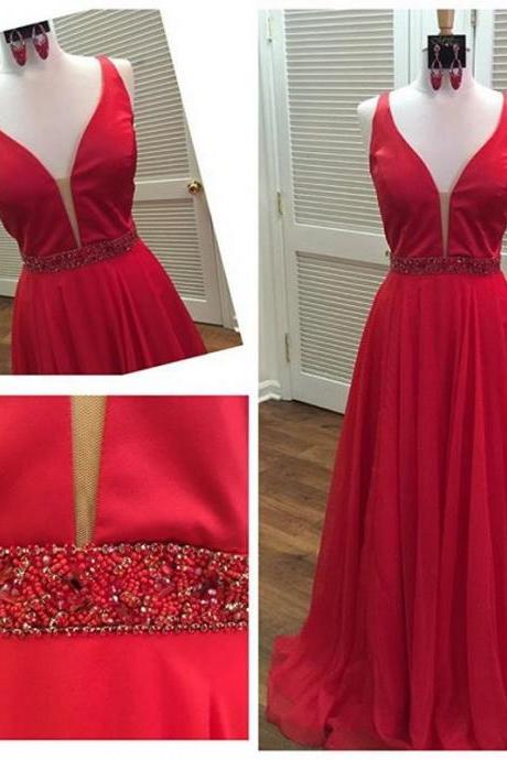Sexy Elegant Prom Dresses, Real Photos Red Prom Dresses,sleeveless Prom Dress,long Evening Dress,sexy Red Prom Dresses