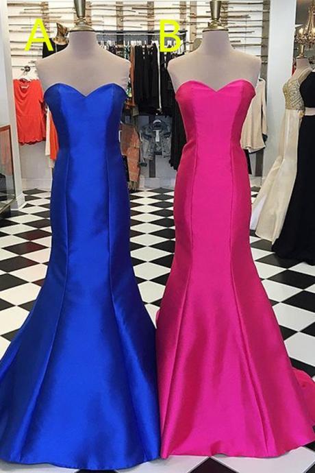 Royal Blue Lace Up Long Prom Dresses,simple Sweetheart Prom Gowns,elegant Bridesmaid Dresses, Pink Party Dresses