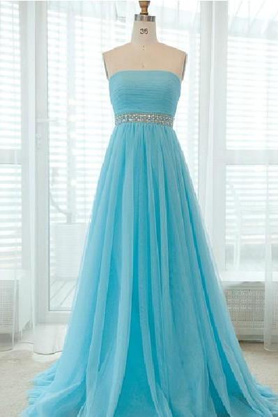 Prom Dress, Elegant Handmade Simple Blue Prom Dress, Blue Prom Dresses, Prom Gowns, Evening Gowns,floor-length Prom Dresses,wedding Guest Prom