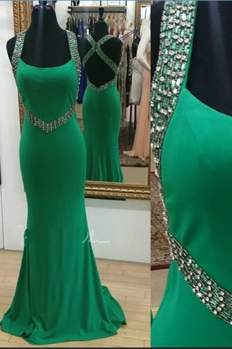 Prom Dress,real Iamge Prom Dresses Sexy Mermaid Halter Green Halter Backless Beads Chiffon Formal Party Gowns Robes De Bal,wedding Guest Prom