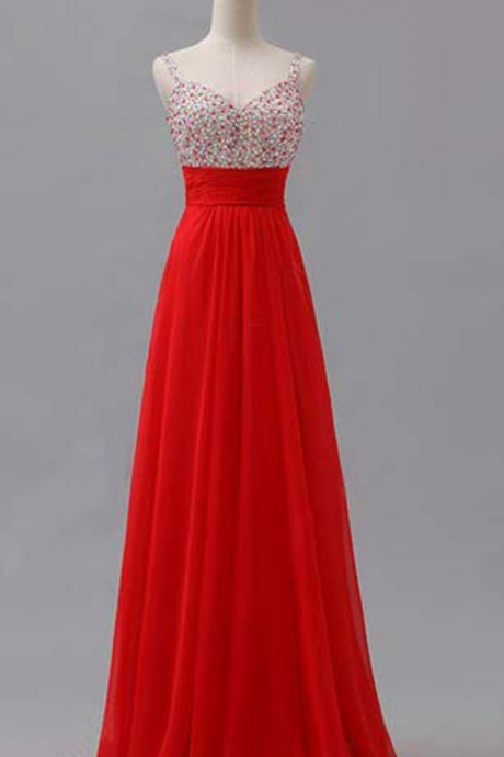 Long Prom Dress, Red Prom Dress, Chiffon Prom Dress, Prom Dress, Party Prom Dress, Long Evening Dress, Prom Dress For Girls