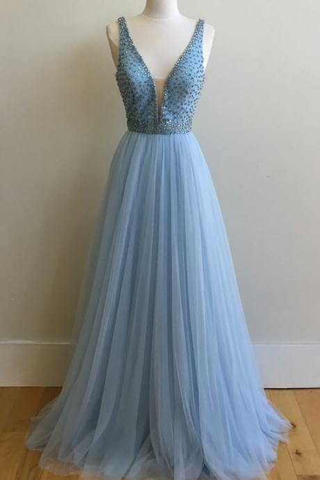 V Neck Prom Dresses,long Prom Gowns,chiffon Prom Dresses,beaded Evening Gowns,prom Dresses