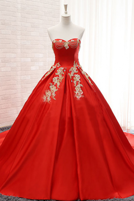 Real Photo Color Wedding Dresses 2017 Long Satin Lace Strapless Plus Size Lace Up Red China Gelinlik Vintage Bridal Gowns