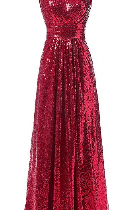 Shining Sequin Lace V-neck A-line Evening Dresses