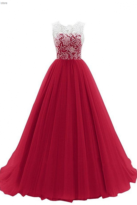 Sleeveless Lace Long Evening Dress Prom Gown