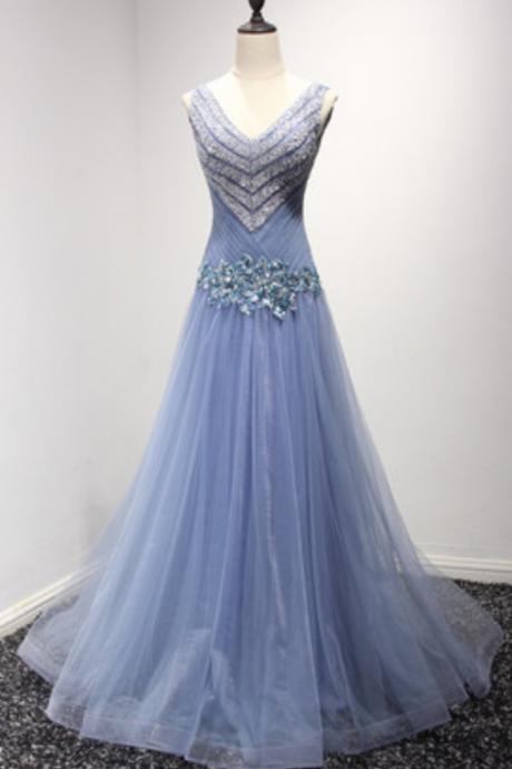 Blue Prom Dresses,a-line Prom Dress,simple Prom Dress,tulle Prom Dress,simple Evening Gowns, Party Dress,elegant Prom Dresses,formal Gowns For