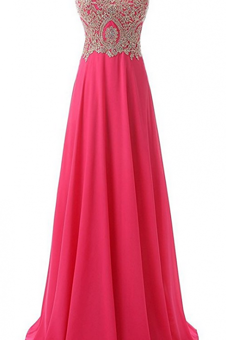 Pink Prom Dress, Long Prom Dress, Prom Dress, Chiffon Prom Dress, Modest Prom Dress