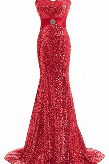  Gorgeous Sequins Formal Evening Dress Long Sweetheart Mermaid Prom Gowns