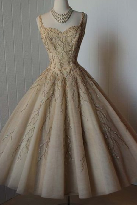 Vintage Prom Dress, Grey Prom Dress, Beading Crystals Homecoming Dress, Tulle Homecoming Gown