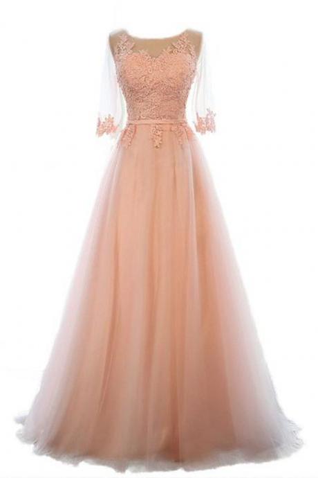 Lace Bridesmaid Dress, Long Wedding Dress,maxi Prom Dress, A- Line Dress