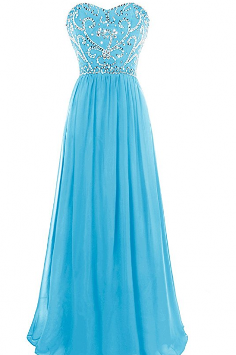 Prom Dresses A Line Sweetheart Beaded Lace Up Back Floor Length Evening Dress