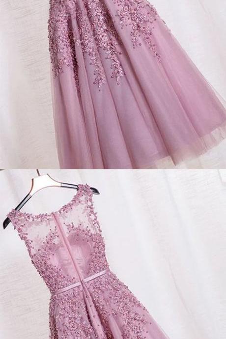 Short A-line Tulle Homecoming Dress, Short Prom Dress, Floral Lace Appliqué Sheer Sweetheart Party Dresses, Lace Homecoming Dress