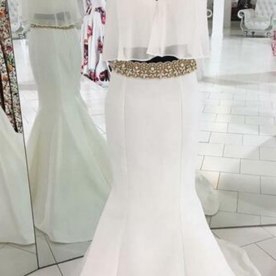 Two Piece Prom Dresses Mermaid Crystal Beaded 2019 Luxury