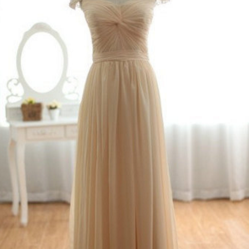 Long Chiffon Strapless Gowns with Sweethart Champagne