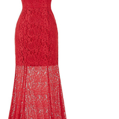 The Sleeveless, Prom Gown With A Red Lace Evening Gown And Gown on Luulla