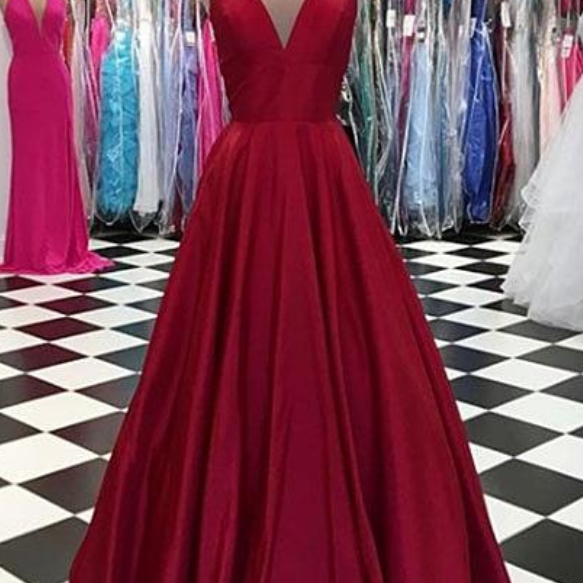 V-neck Chiffon Simple Dress with Spaghetti Straps Burgundy