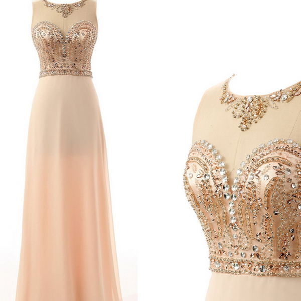 Champagne Strappy Floor Length Dress
