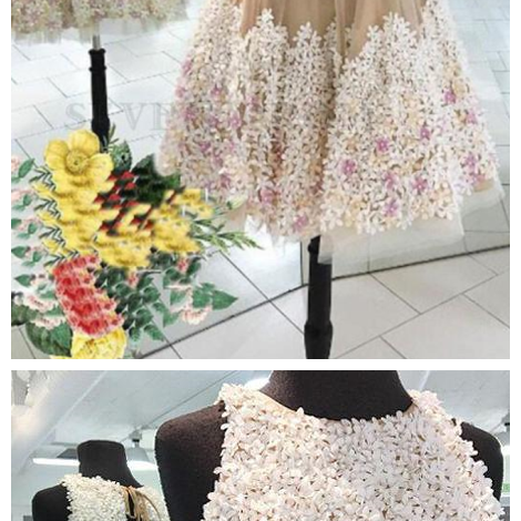 Square Sleeveless Floral Embellished Tulle A-Line Homecoming Dress