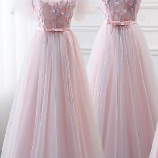 Sorrel | A-Line Straps Appliques Empire-Waist Sleeveless Tulle Prom Dress