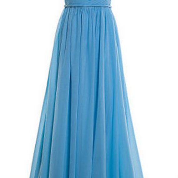 Long Evening Dress,one Shoulder Evening Formal Dresses,blue Chiffon ...