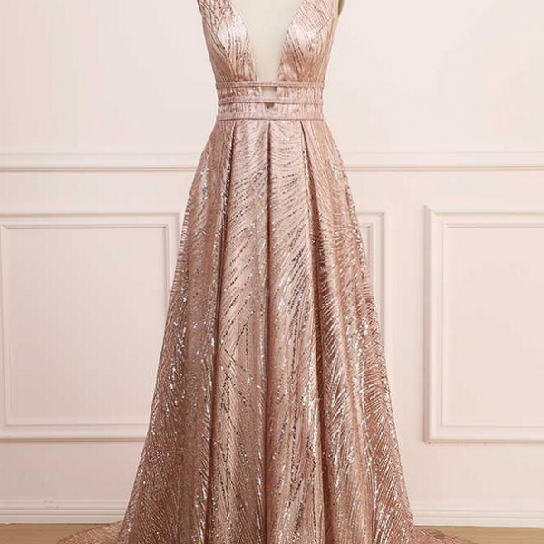 A-Line V Neck Spaghetti Straps Chiffon Tiered Prom Dress WU1357 main image 0
