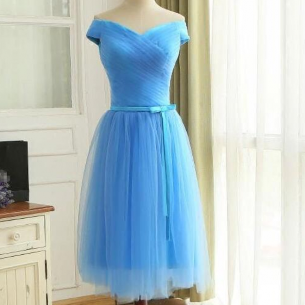 homecoming Dresses,Off Shoulder Tulle Short Prom Dress, Bridesmaid Dress Party Dress