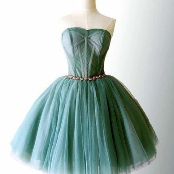 Elegant tulle strapless short homecoming dress, sweet ball gown