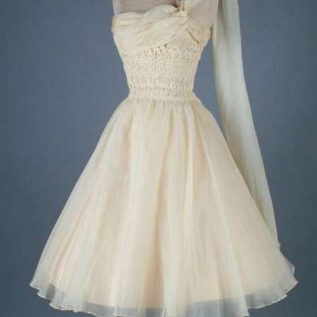 Vintage One Shoulder Organza Homecoming Dress 