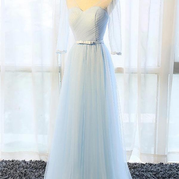 V neck Tulle Formal Prom Dress, Modest Beautiful Long Prom Dress, Banquet Party Dress