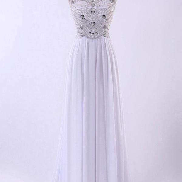 Elegant V Neck Sleeveless Chiffon Formal Prom Dress, Beautiful Prom Dress, Banquet Party Dress