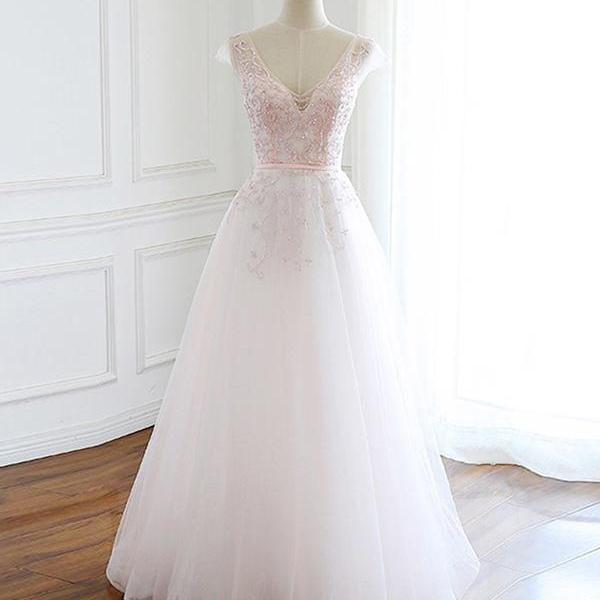 Unique Spaghetti V-neck Print Chiffon Long A-line Real Made Prom Dresses, PD0286