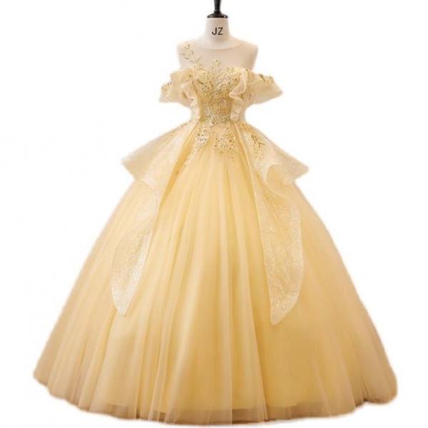 Prom dresses, Yellow Ball Gown Prom Dress Evening Dress