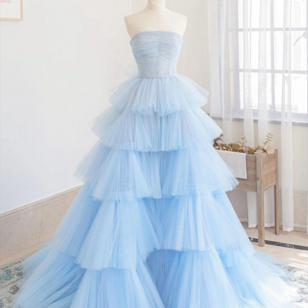 Royal Blue Beaded Prom Dress with Fringes main image 0