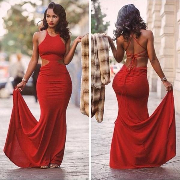 Sexy Red Prom Dress Backle..
